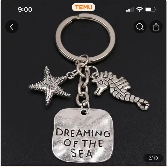 Dreaming of the Sea Keychain Charms with Seahorse and Starfish Accents - Picture 3 of 4